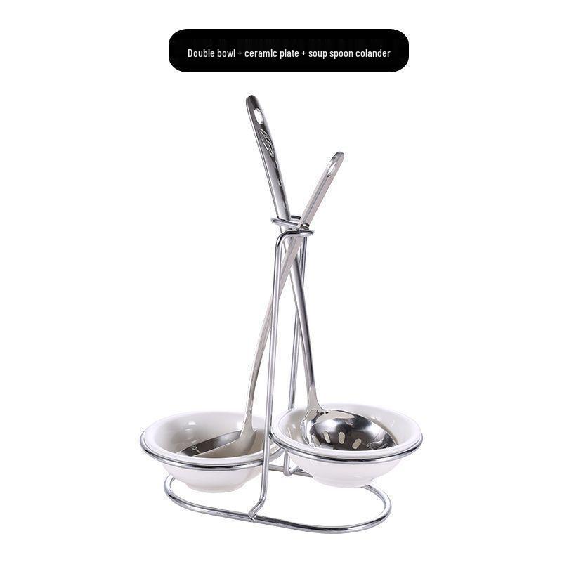 Stainless Steel Soup Ladle and Colander Holder Stand for Restaurants
