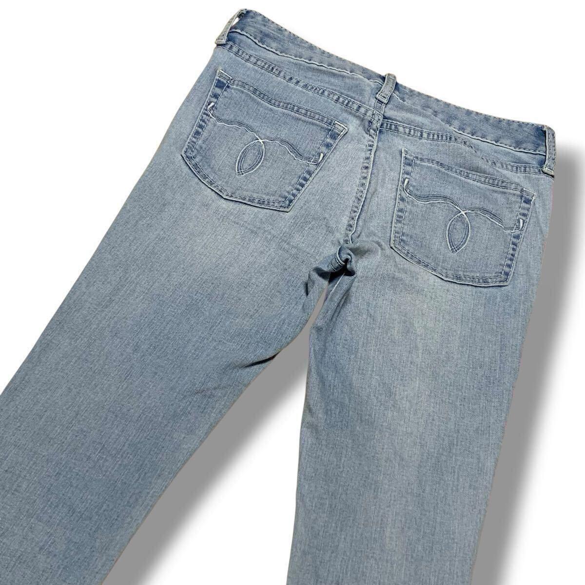 moussy skinny denim size 25 stretch light blue embroidery Waist approx. 68cm M size equivalent powder denim jeans M2660