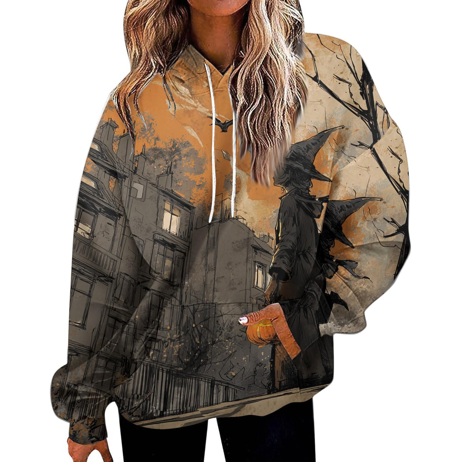 

Женская модная толстовка с принтом, повседневная толстовка с капюшоном и карманами L