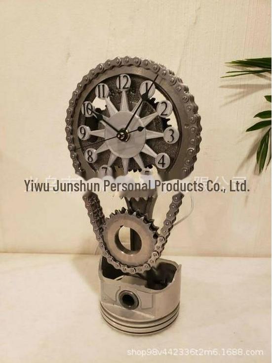 

Ретро европейские и американские настольные часы с декором в виде цепной передачи серебряный