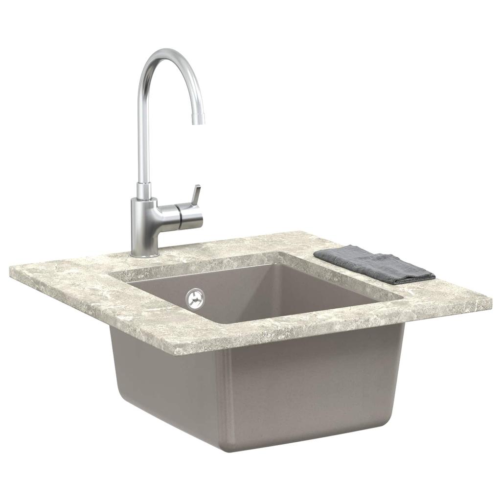 Grey Kitchen Sink 370 X 460 Mm Made of 80percent Quartz and 20percent Resin