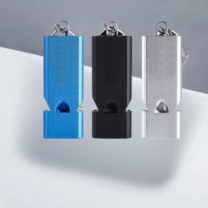 Flat Aluminum Alloy Three Tubes Survival Whistle Outdoor Survival Whistle Equipment Equipped EDC Tool
