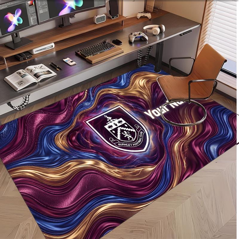 Personalized Crystal Velvet Carpet Burnley Football Pattern Non Slip Floor Rug