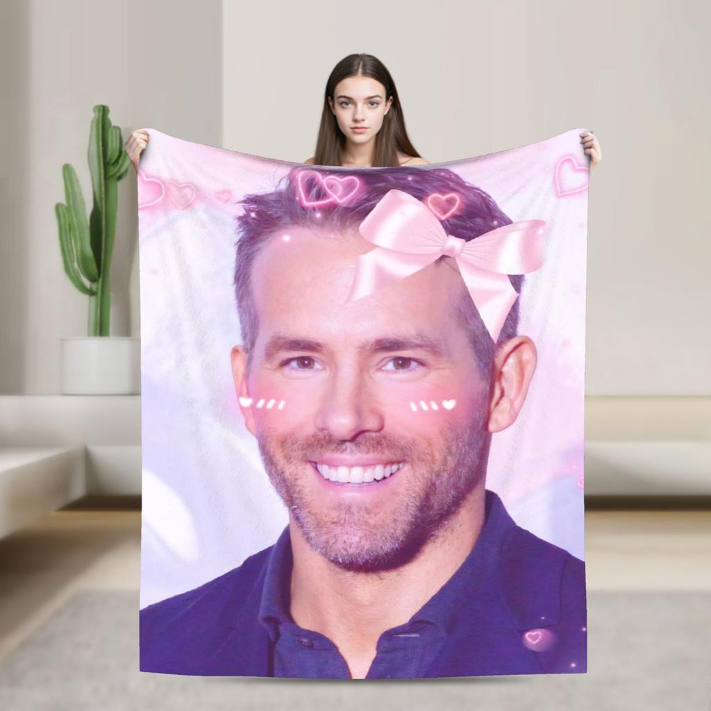 Actor R-Ryan Reynolds Collage Blankets Camping Flannel Throw Blanket For Couch Bed Warm Quality Bedspread Gift Idea