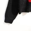 Women's French Retro Cherry Jacquard Knitwear - Soft, Fluffy Mink Fur Round Neck Top for Autumn/Winter