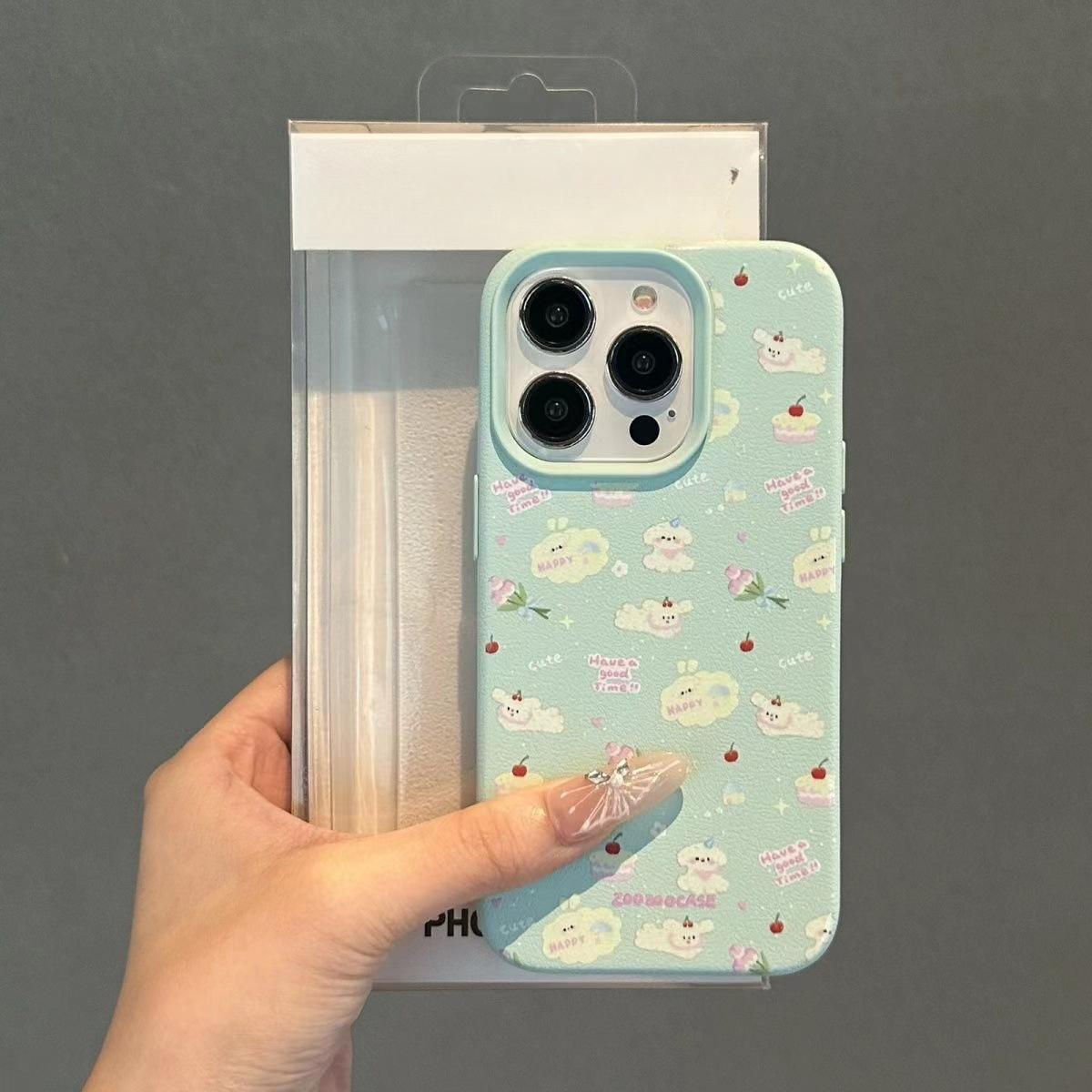 

Mint Green Skin Pattern Puppy Suitable for Apple 15 ProMax Mobile Phone Case IPhone 14 Niche 13 Anti-fall 12 Soft Shell Apple XS