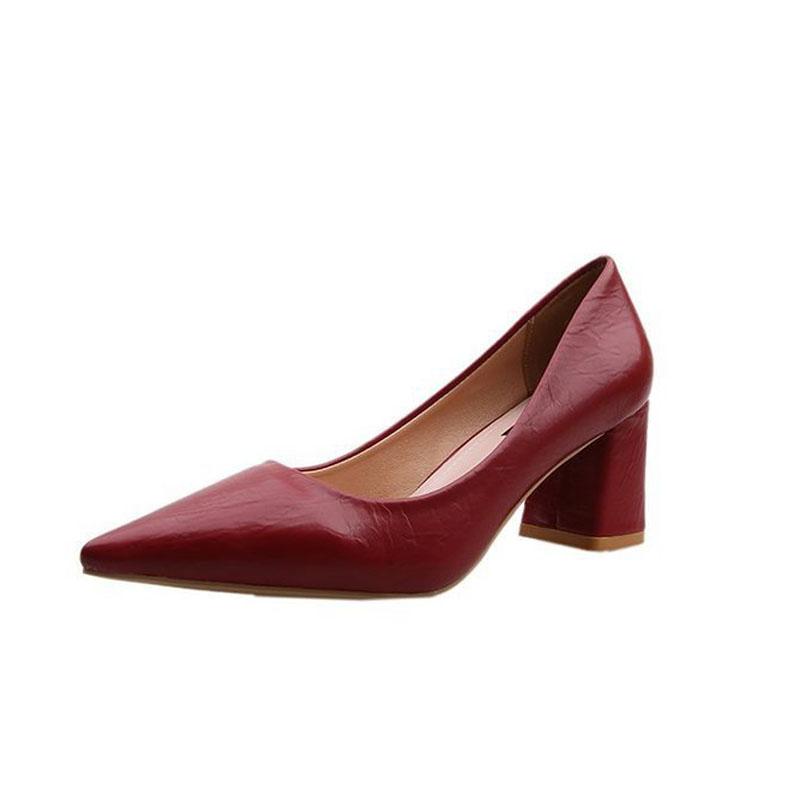 Dicke High Heel Schuhe Damen Pumps Spitze Zehen Arbeitsschuhe Frau Slip On Plateau Pumps Lady Frühling Herbst zapatos de mujer WSH3168