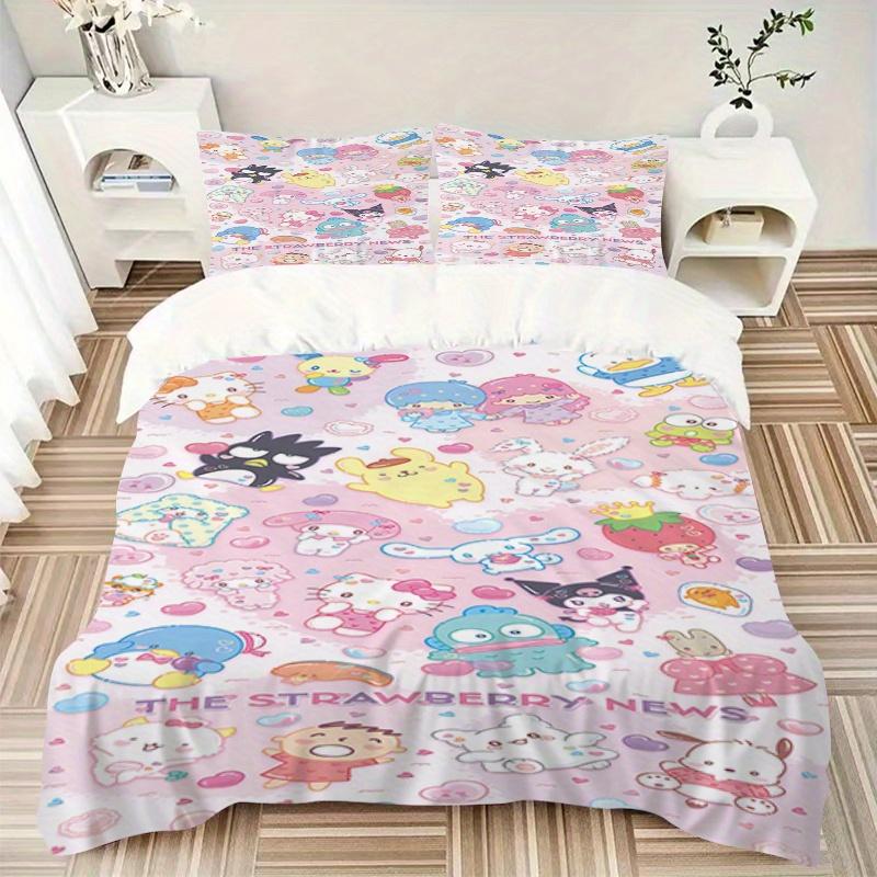 3pcs Sanrio Breathable Polyester Bedding Set Soft Duvet Cover and 2 Pillowcases,Suitable for All Seasons, 082660b