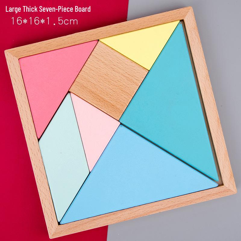 Wooden Early Learning Tangram Puzzle for Infants & Toddlers - Educational Beech Wood Toy for Creative Development