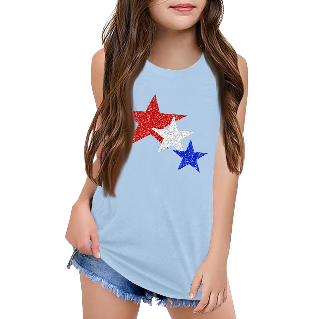 Mädchen Kinder Sommer Rundhals Ärmellose Shirts Tanktops