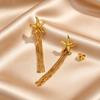 Fashion Long Tassel Starfish Pendant Earrings Stainless Steel Gold Plated Drop Earrings for Women Dainty Vacation Daily Jewelry