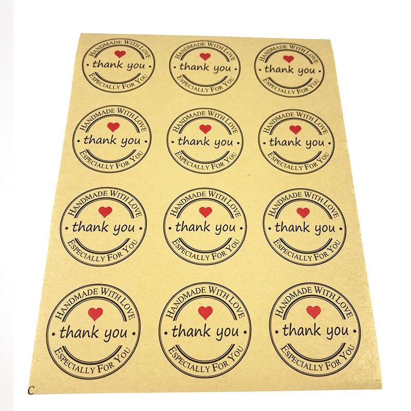 120 Stickers Kraft Paper Thank You Stickers3.8cm Thank youSealing Sticker Adhesive Label Stickers