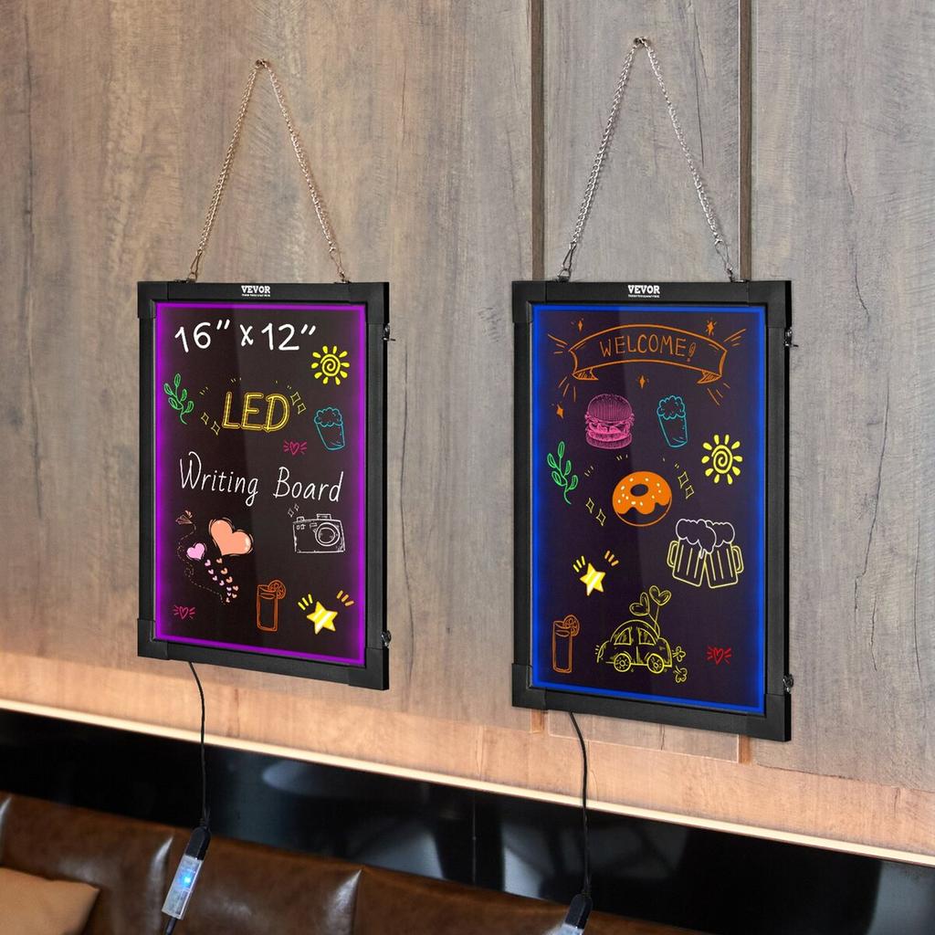 LED Message Writing Board 40.6x30.5 cm Illuminated Erasable Lighted Chalkboard