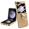 VIETAO Gold Electroplated Phone Case Cover With Finger Ring For Samsung Galaxy Z Flip 6 Flip 5 Flip 4 Flip 3 Back Screen Film