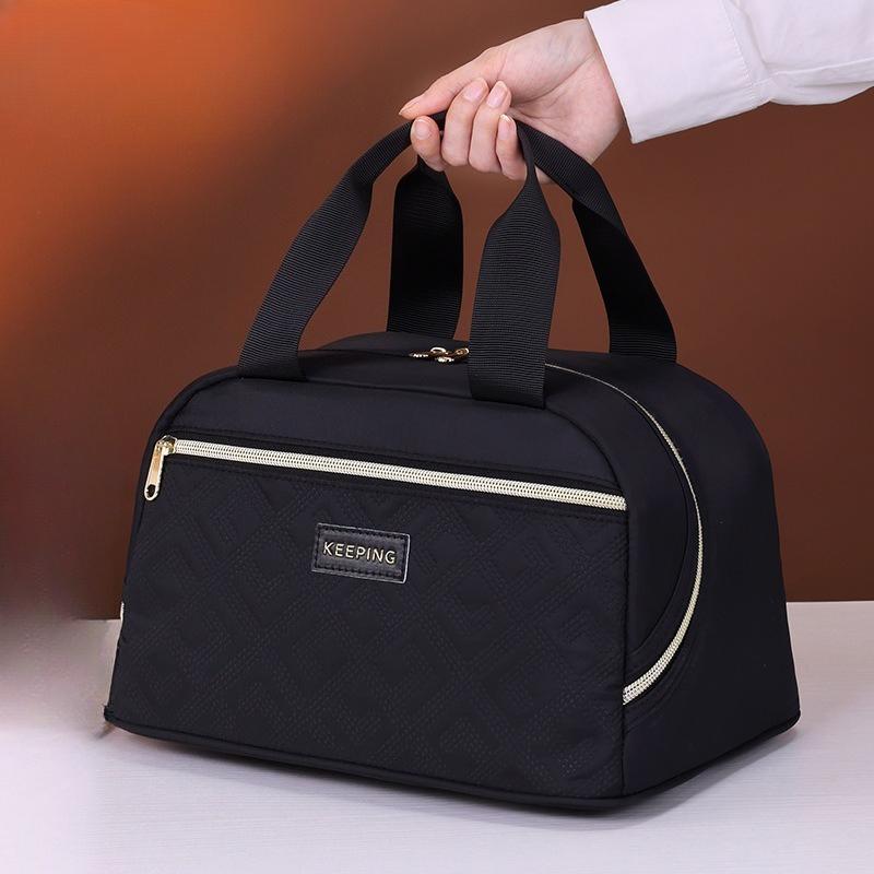 

1pcs Insulated Lunch Bag Large Capacity Tote Portable Handheld Bento Box Bag for Work Picnic 28x18x20cm чёрный