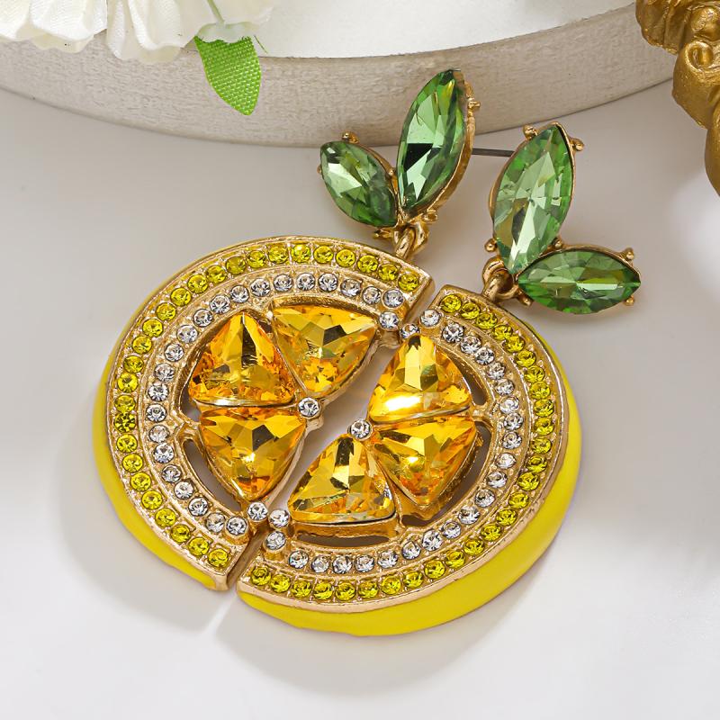 Summer Full  Lemon Drop Dangle Earrings Fruit Pendant Stud Earrings Vacation Beach Party Jewelry Gift