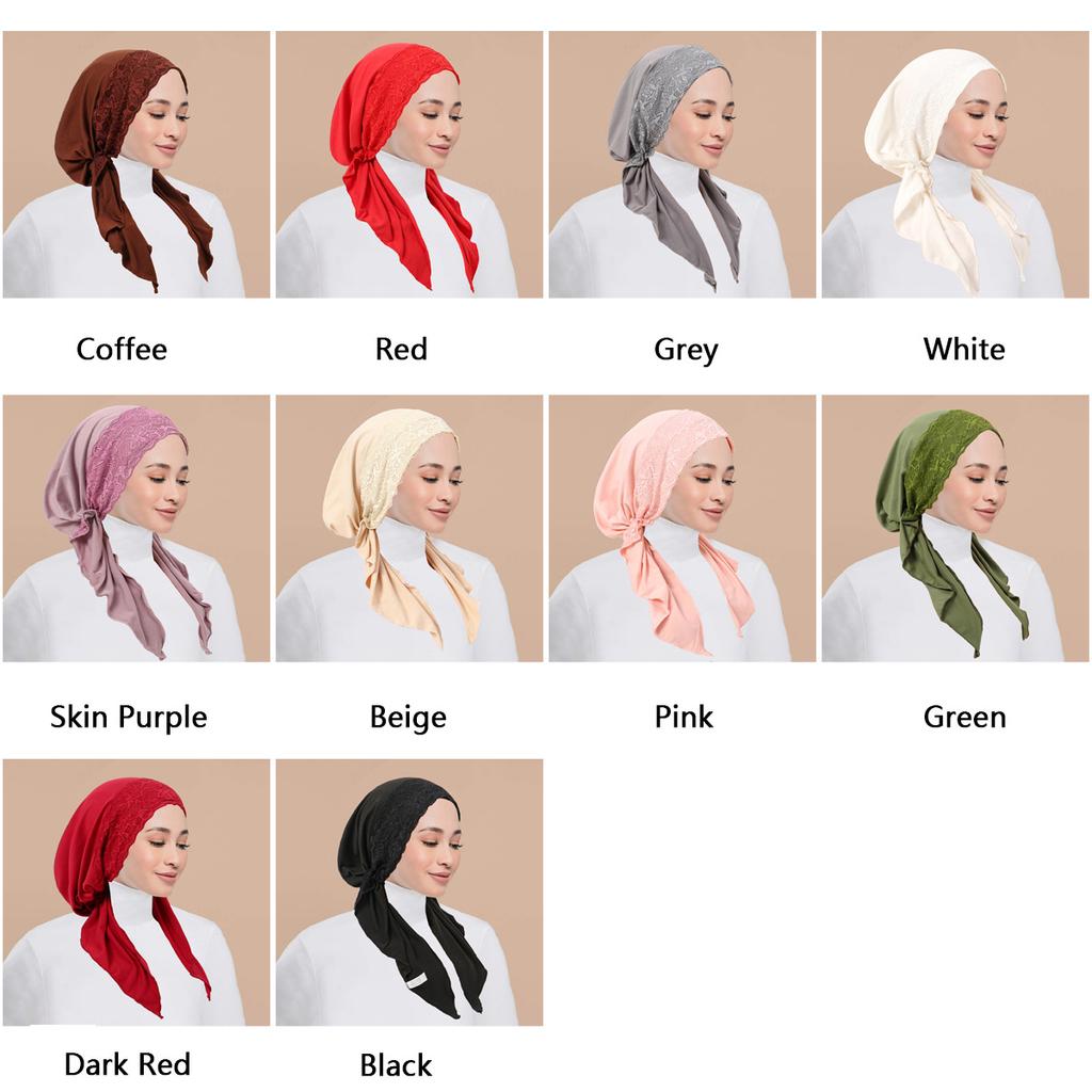 Solid Color Pre-Tied Hijab Wrap Head Scarf Muslim Turban Bonnet for Women Inner Hat Turbantes Cap