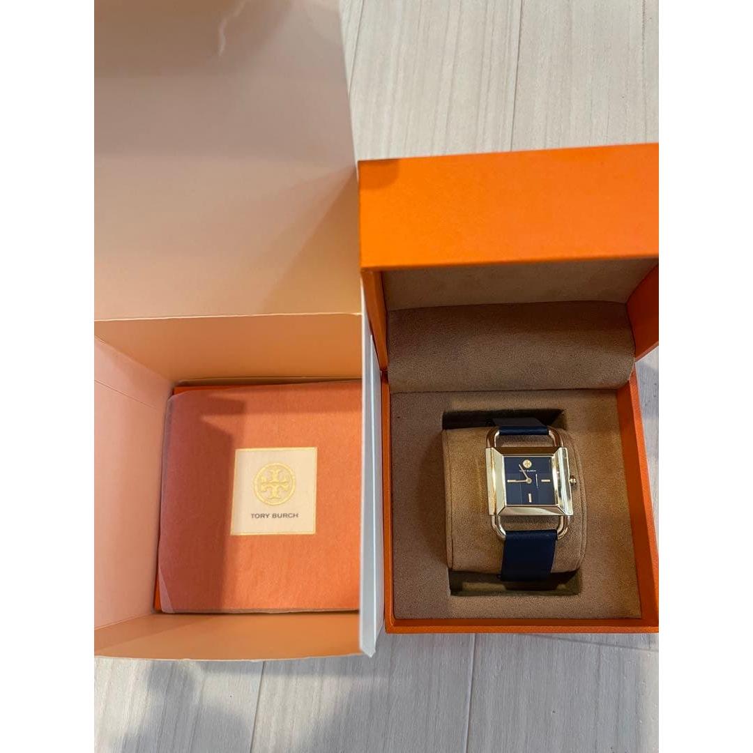 Used Time Sale Tory Burch Navy Leather Strap Watch