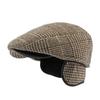 Middle-Aged Men Cap Autumn Winter Cotton Ear Protection Warm Plaid Beret Forward Cap Driver Ivy Hat Newsboy Caps for Men