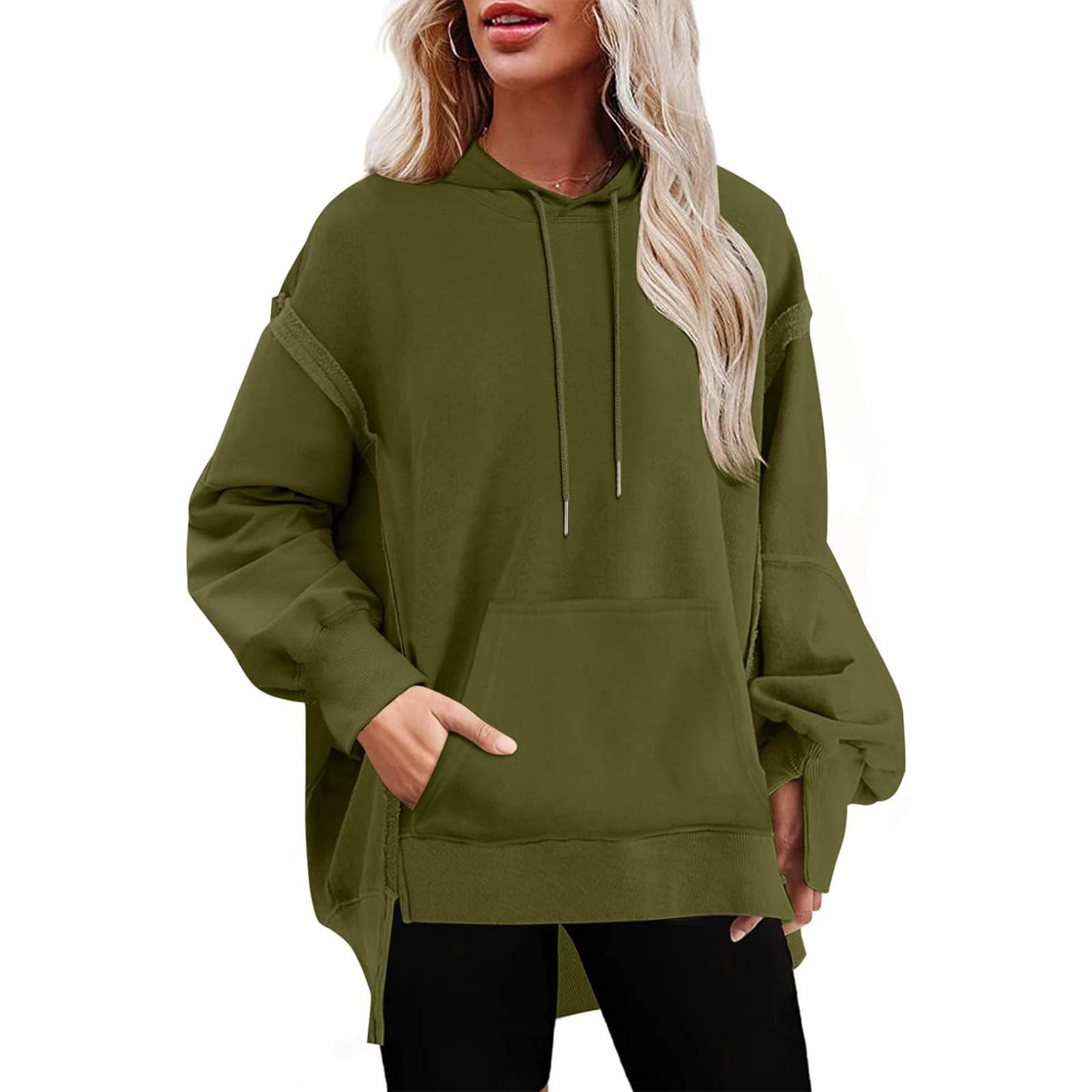 

Женская повседневная однотонная толстовка с круглым вырезом и карманами в стиле пэчворк S