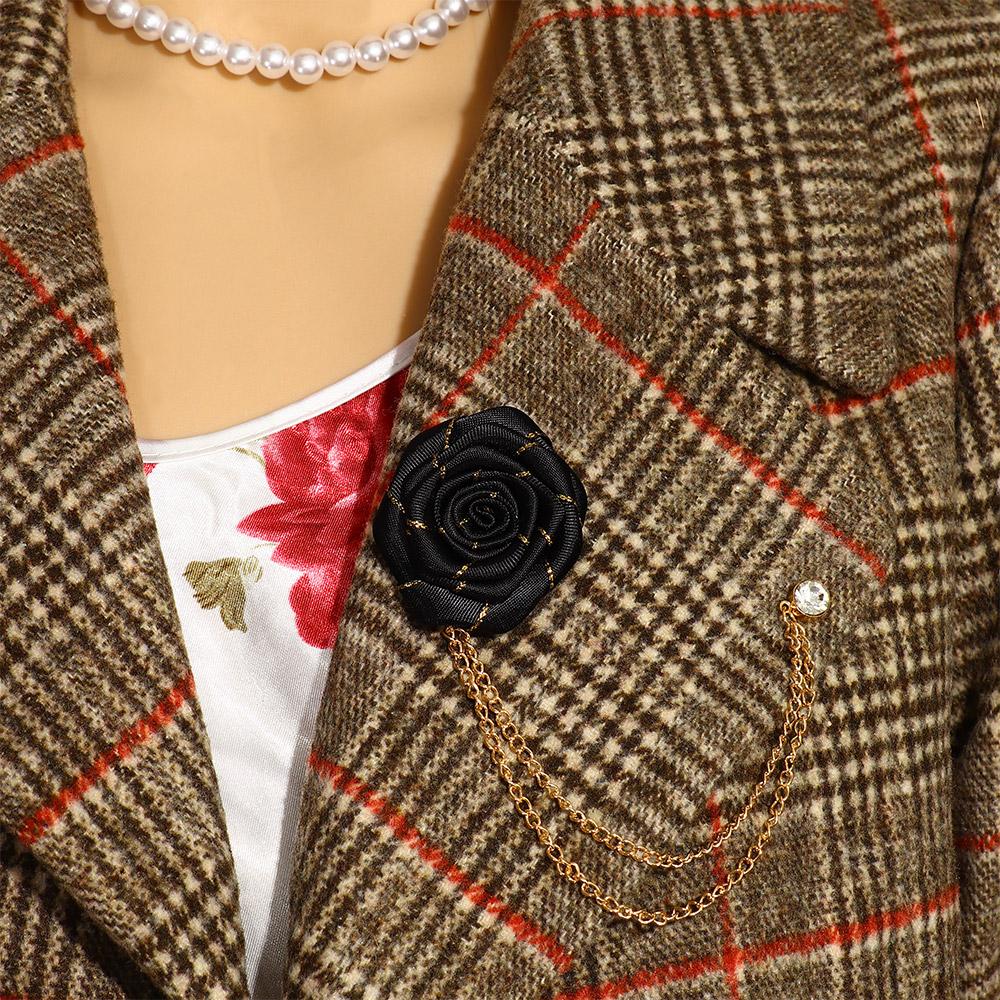 Accessoires Neue Kette Quaste Blumen Stoff Rose Anstecknadel Anstecknadel Anzug Broschen Brosche