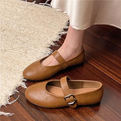 Neuer Stil Luxus Mary Jane Schuhe Damen Echtes Leder Ballerinas Damen Eckige Zehenpartie Flach Rindsleder Damenschuhe Zapatos Mujer
