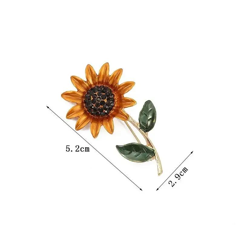 Sunflower Chrysanthemum Magnolia Enamel Brooch Delicate Ladies Rhinestone Lapel Pin Clothing Accessories Gift Jewelry Girls Gift