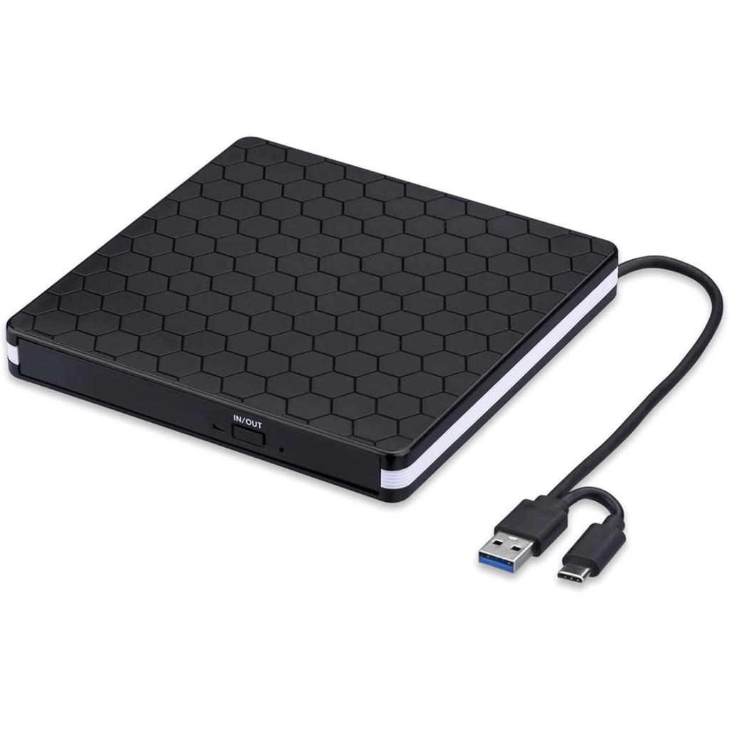 Portable USB 3.0 USB-C External CD DVD Drive DVD +/-RW Burner CD Player Reader Writer Recorder For Laptop Desktop