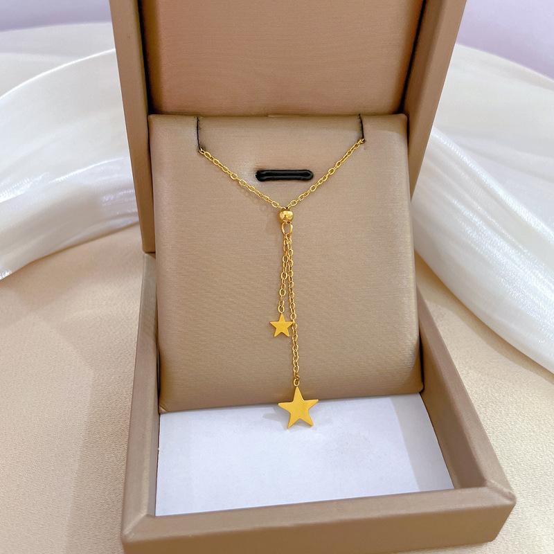 Popular Element Personality Minimalist Wind Furnace Real Gold Necklace Female Collarbone Chain