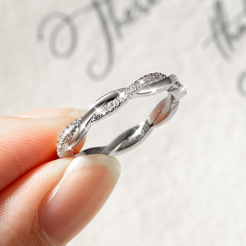 

IOGOU 14k Gold Filled Moissanite Full Eternity Rings Fashion Twist Shank Stackable Finger Bands for Womem GRA Cerified Zircon US 10
