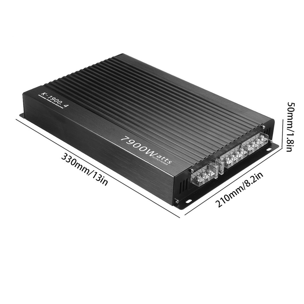 Car Audio Amplifier 7900W High Power Aluminum Alloy 12V 4 Channel Car Stereo Power Amplifier Black