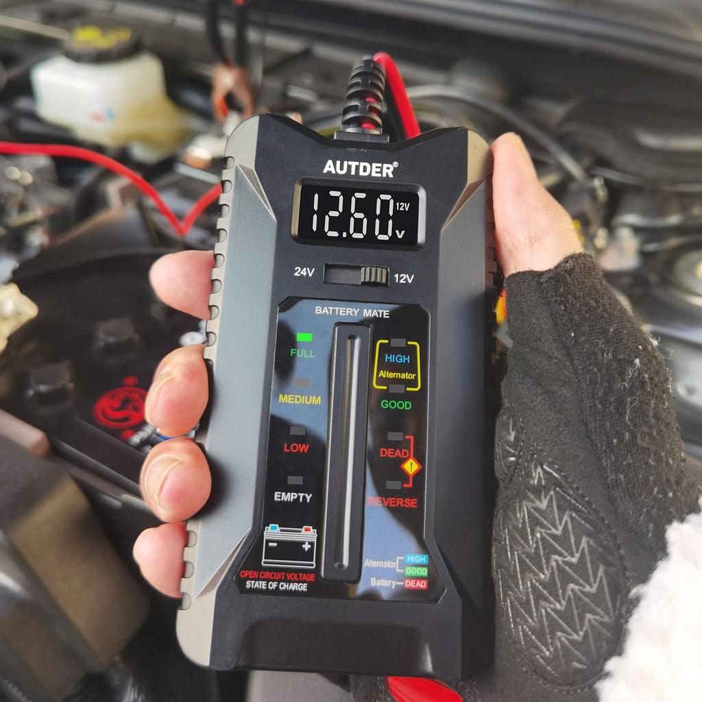 AUTDER Digital Tester, /24V Voltmeter Vehicle Motorcycle , Alternator Charging System Analyzer with
