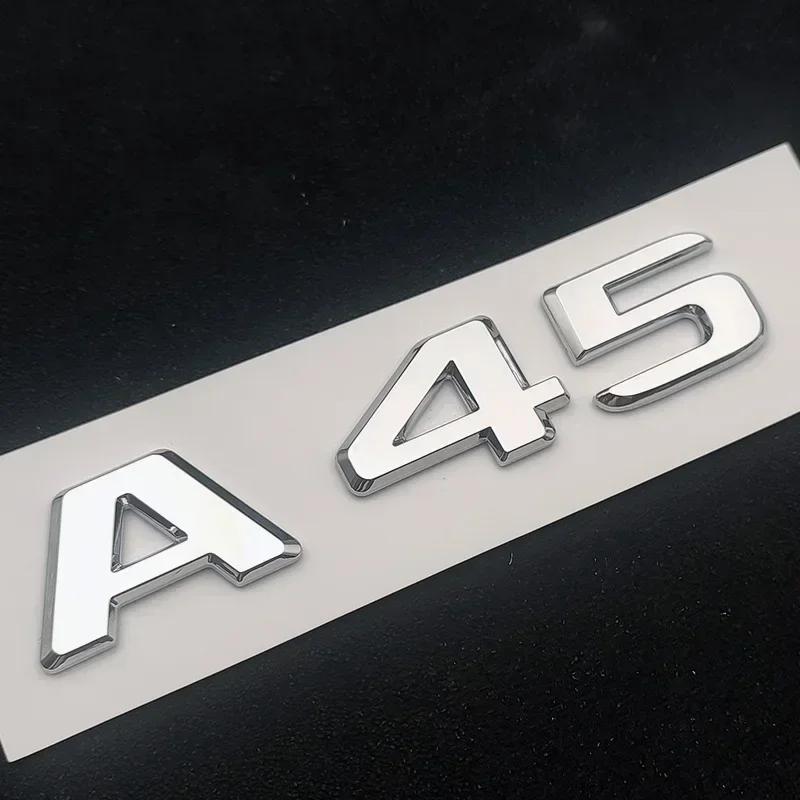 3d ABS Chrome Black Logo A45 Emblem Letters Sticker Nameplate Car Trunk Badge For Mercedes Benz A45 AMG W176 W177 Accessories RN1