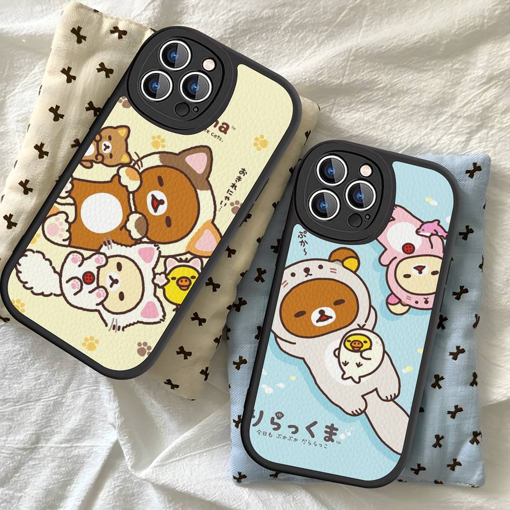 Rilakkuma Anime Niedliche Cartoon Handyhülle Für IPhone 16 15 14 13 12 11 Pro Max Plus 16E Weiche Lederhülle