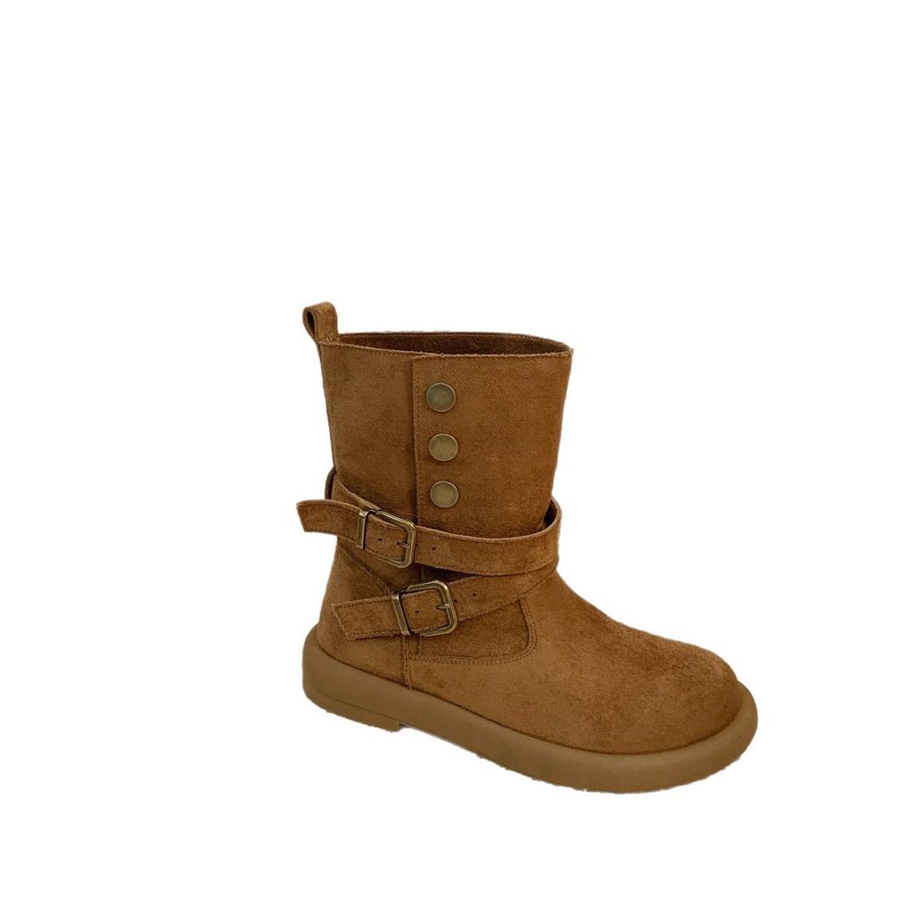 2025 new popular autumn and winter Martin boots women's versatile British style mid-tube boots thick-soled heightening fashion knight boots women