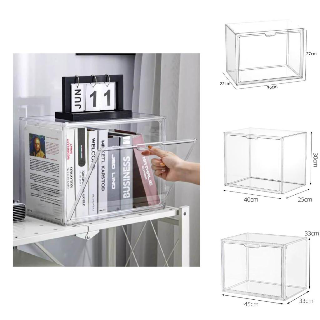 Transparent Plastic Book Storage Box With Lid For Cd Magazine Desktop Organizer