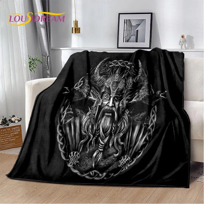 3D Viking Odin Valhalla Nordic Mythology Cartoon Blanket,Soft Throw Blanket for Home Bedroom Bed Sofa Picnic Office Travel Cover