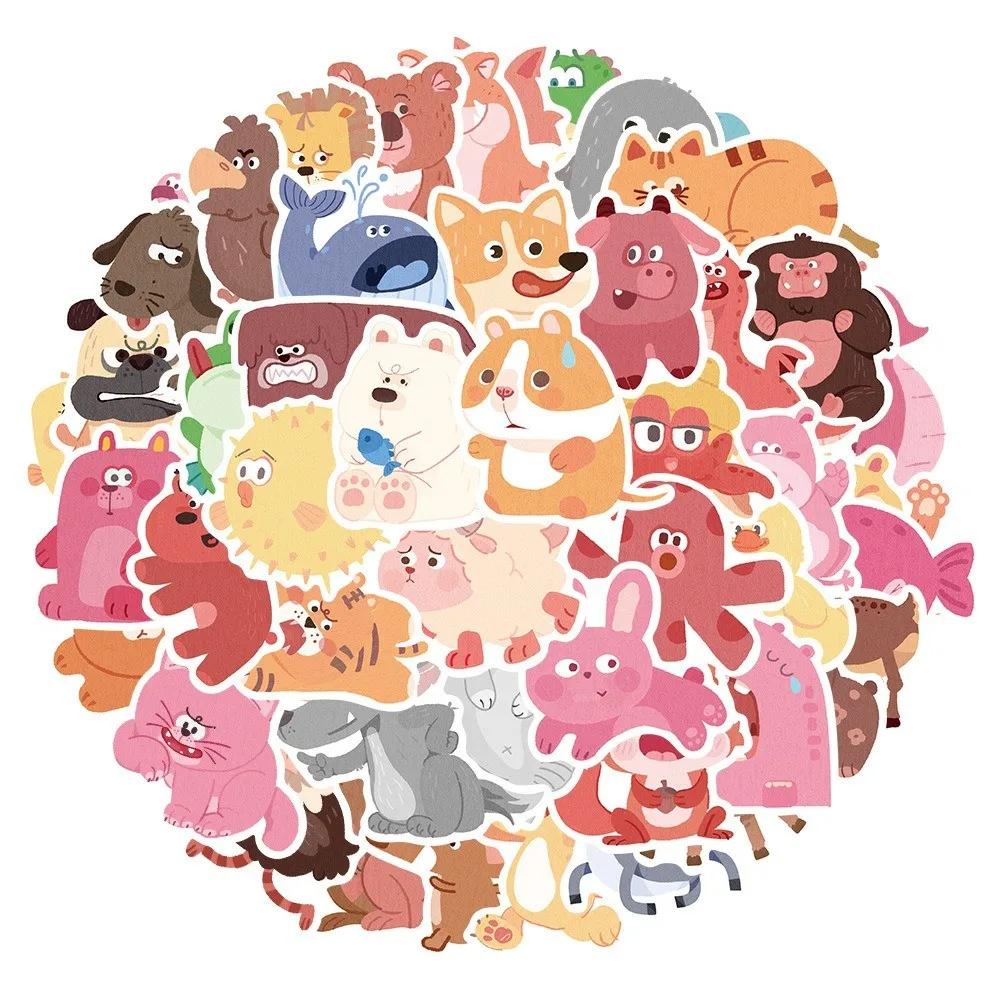 50-Piece Cartoon Small Animal Kindergarten Cute Decor Stickers - Waterproof Decals for Phone Cases, Guitars & Skateboards