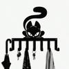 Modern Cat Key Holder Metal Wall Art 7 Hooks Christmas Gift for Cat Lovers
