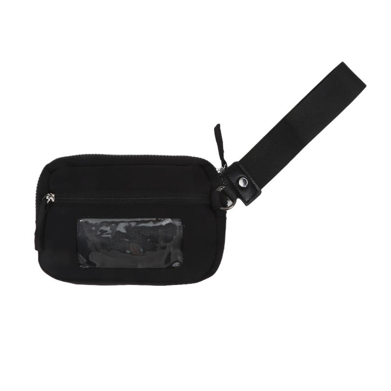 Women's Keychain Wallet The Wallet Zip Waterproof Nylon Card Wallet Pouch Wristlet Zip Card Case With Clear ID Window