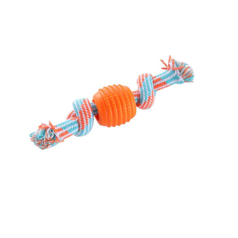 Dog Rope Toy With TPR Ball, Double Knot Chew Toy For Teeth Cleaning, Interactive Puppy Teething Toy For Small To Medium Dogs, Washable Cotton Rope Pet