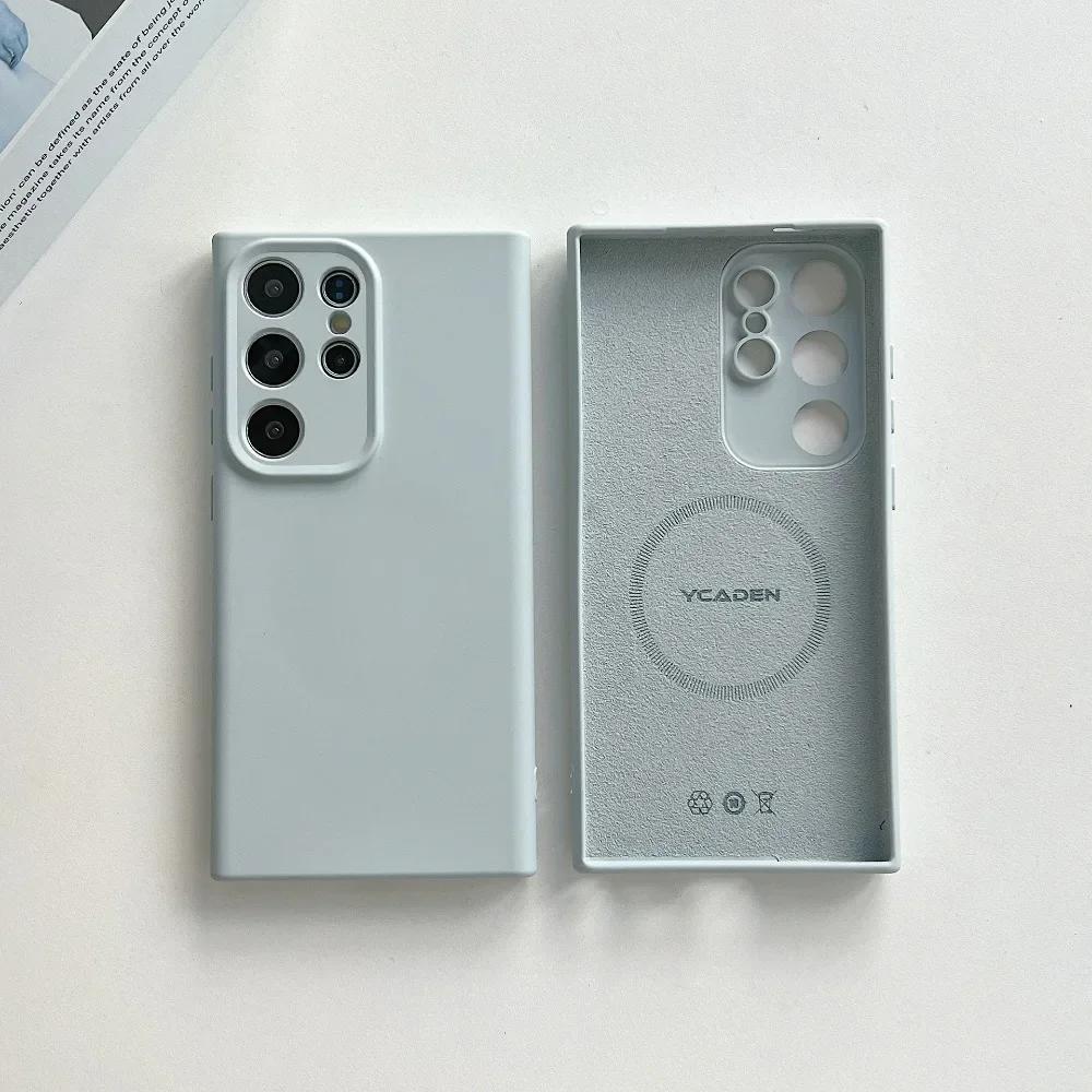 Für MagSafe Magnetische Silikon Handyhülle für Samsung Galaxy S25 S24 Ultra S23 Plus S22+ Kameraschutz Stoßfeste Rückseite Galaxy S25 Ultra