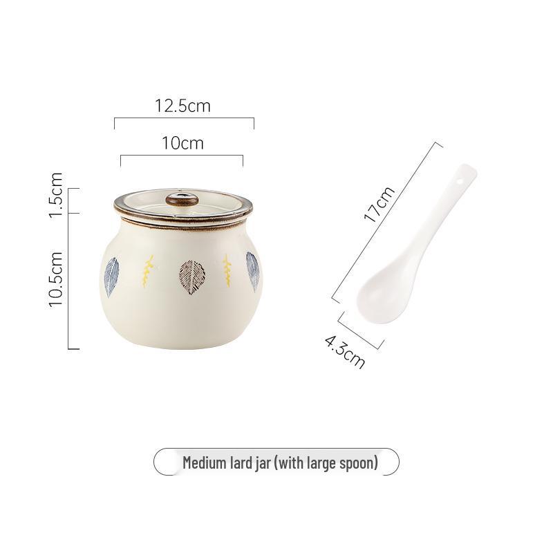 Japanese Ceramic Seasoning Jar with Lid and Spoon - Cute, High-Temperature Resistant Storage for Your Kitchen