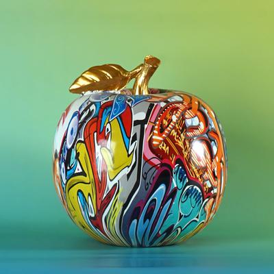 Resin Graffiti Apple Statue Ornament Painted Crafts Home Living Room Bedroom Desktop Office Decor Accessories Art Sculpture Gift