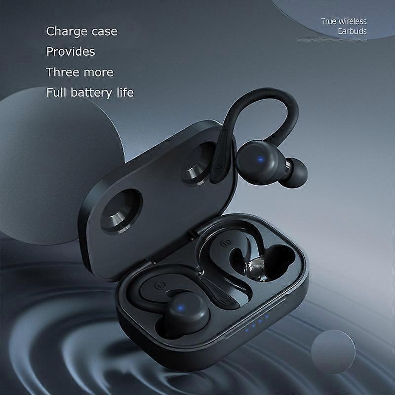 T40 Ear Hook Wireless Earphone IPX6 Waterproof Hands-free Touch Control Bending Sports Earbuds - Bla
