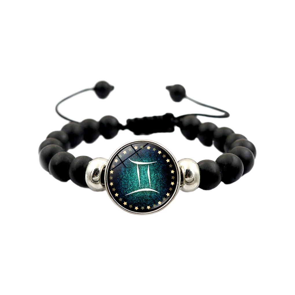 Brilliant Gift Black Beaded Bracelet Show Thoughtfulness With Zodiac Signs Horoscope Astrology Bracelets Adjustable, 3