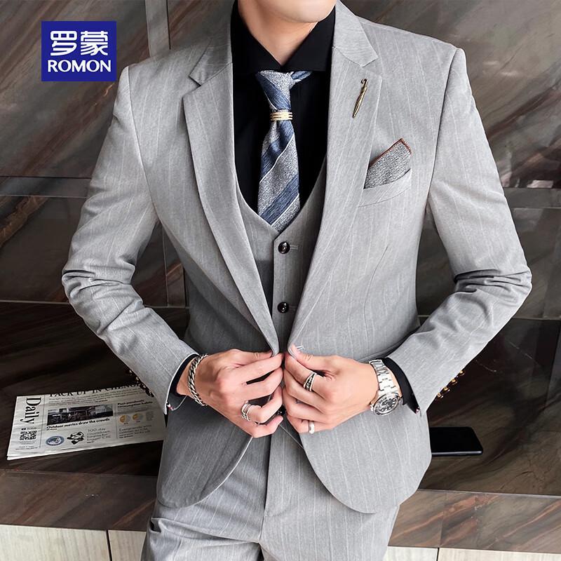 ROMON Men's Slim-Fit Business Formal Suit