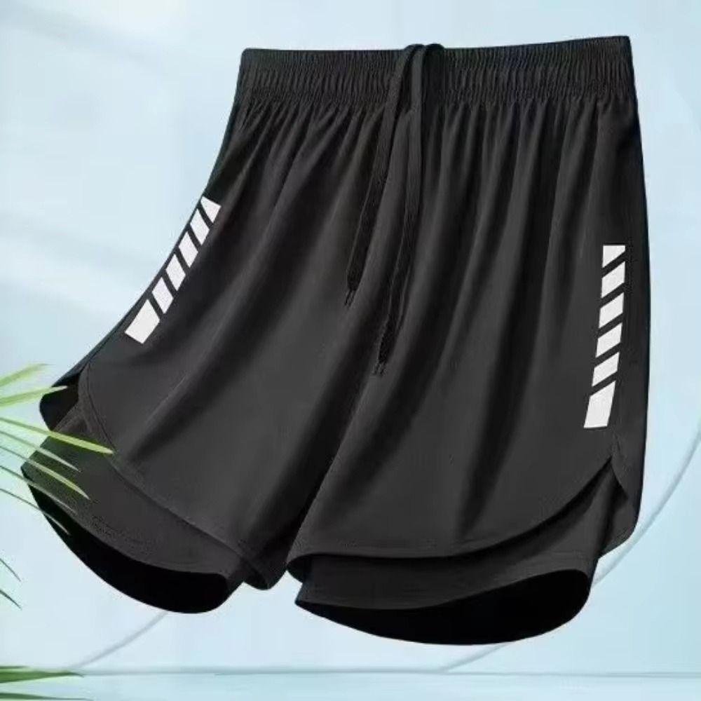 Stripe Swimming Trunks Shorts Anti Glare Mid Waist Men Sports Training Shorts Elastic Quick-drying Men's Jogging Shorts Running