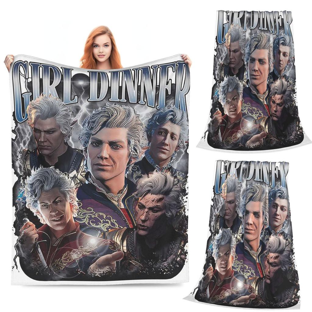 Baldur's Gate 3 Astarion Vampir Charakter Decke Weich Warm Flanell Überwurfdecke Bettwäsche für Bett Wohnzimmer Reise Zuhause Sofa