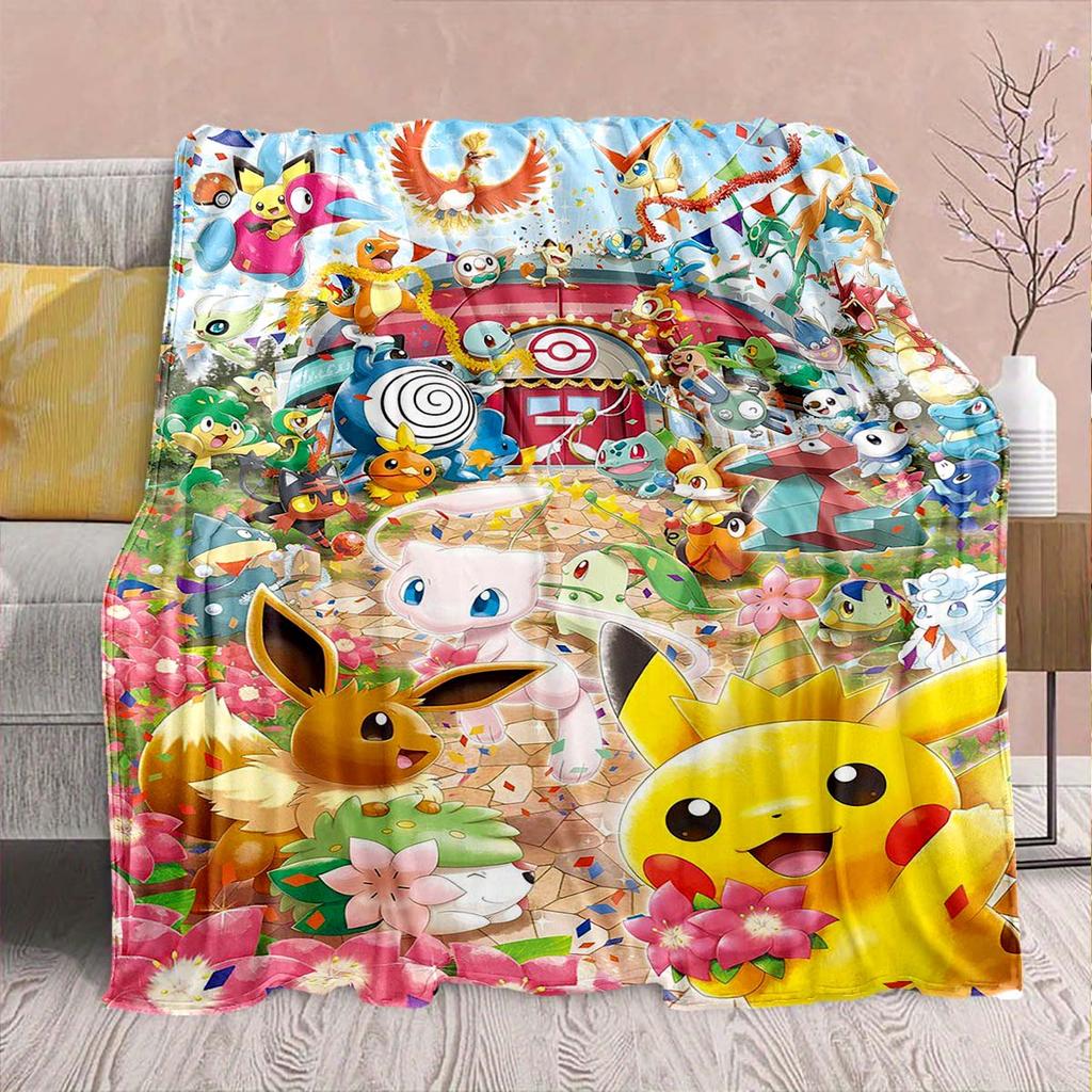 Pokémon Anime Flannel Blanket - Soft Warm Perfect for Sofa, Bedding Camping Travel Office Home Decor -QJY